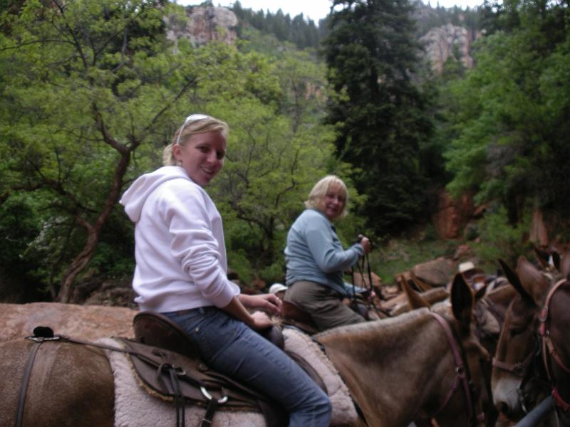 Den Judy on mules.JPG